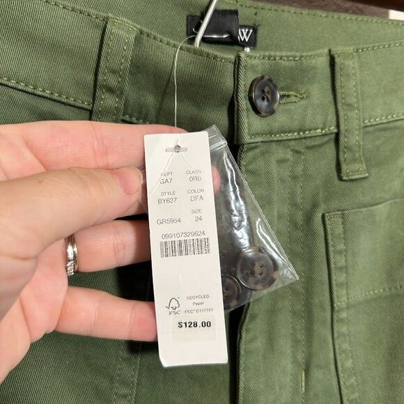 NEW J.Crew Sailor Slim Wide-leg Chino Pant 24 Green Stretch High Rise BY637 - Picture 7 of 10